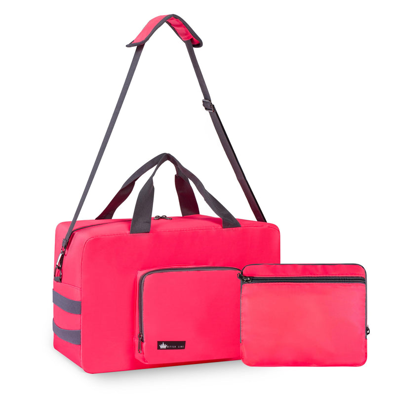 BETTERLINE Personal Item Travel Bag Airlines Underseat 16x10x8 Inches Red | 16x10x8 Inches Carry Cabin Duffel Holdall Tote Luggage Women Men Foldable Water Resistant Overnight Weekender Heavy Pink Red