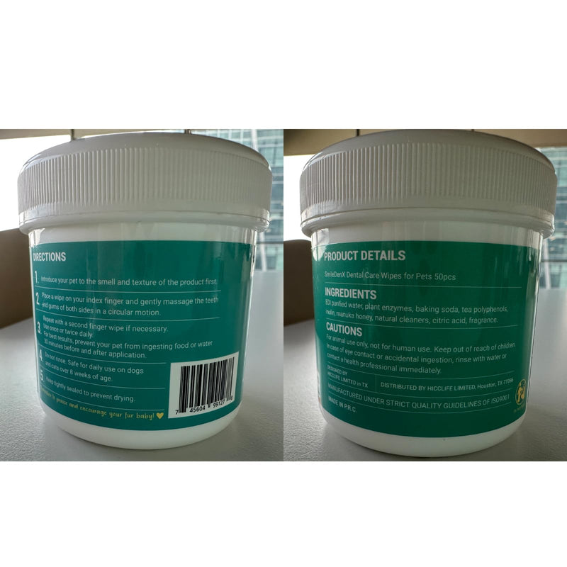 Teeth Cleaning Wipes for Dogs & Cats, Dog Finger Toothbrush Wipes, Dog Dental Care Finger Wipes, Dog Tooth Brushing Kit, Remove Plaque & Tartar Buildup, Fresh Breath (50 PCS, Unscented) 50 PCS