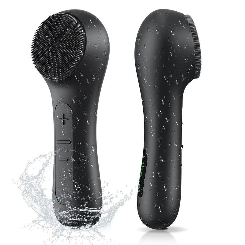 Facial Cleansing Brush with Big Electric Round Brush Head - 2 in 1 Spin and Automatic Foam Patented Tech, Wide Surface Cleaning, Waterproof Rechargeable Face Scrubber for Men and Women