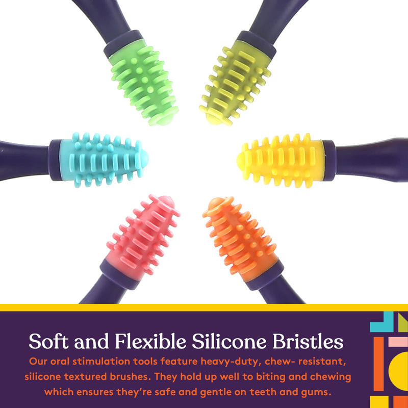 [Australia] - Special Supplies Sensory Mouth Brushes and Oral Stimulation Tools for Kids and Adults, 6 Pack, Wake Up Mouth for Desensitization, Soft, Flexible, Textured Silicone 