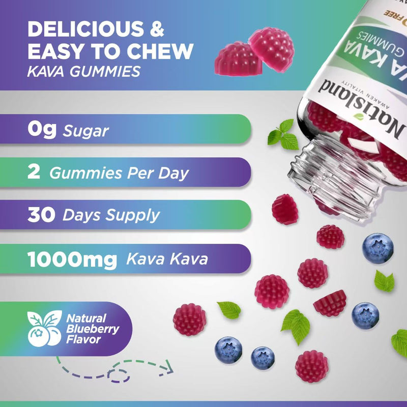 [Australia] - Chewable Kava Kava Gummies, Kava Kava Root Extract with Ashwagandha & L-Theanine, Kava Supplement for Women & Men, 7-in-1 Herbal Blend for Stress Relief & Relaxation, Sugar-Free, Vegan, 60 Ct 1 PACK 