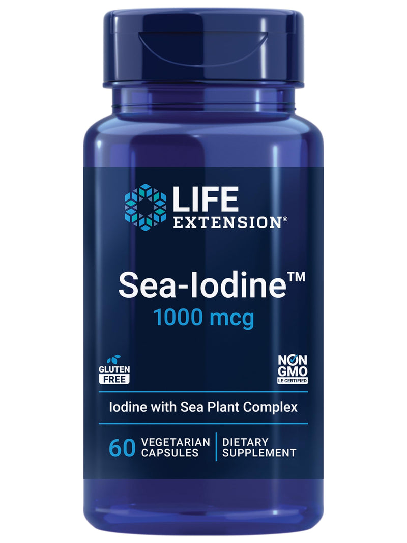[Australia] - Life Extension Sea-Iodine‚Ñ¢, kelp and bladderwrack-derived Iodine, Supports Healthy Levels of This Essential Nutrient for Thyroid Health and Beyond, Non-GMO, Gluten-Free, Vegetarian, 60 Capsules 60 Count (Pack of 1) 