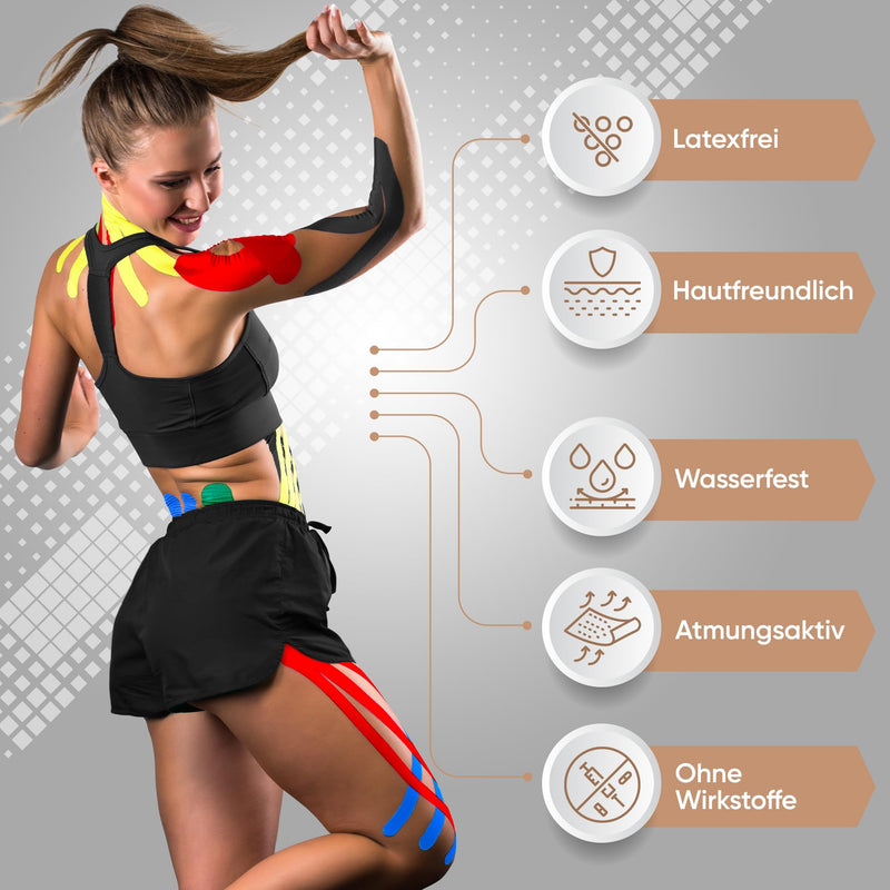 [Australia] - Medi-Tape Sport 5m - latex-free kinesiology tape with 150% elasticity, breathable & waterproof physio tape for ultimate hold, kinesiology tape in beige 