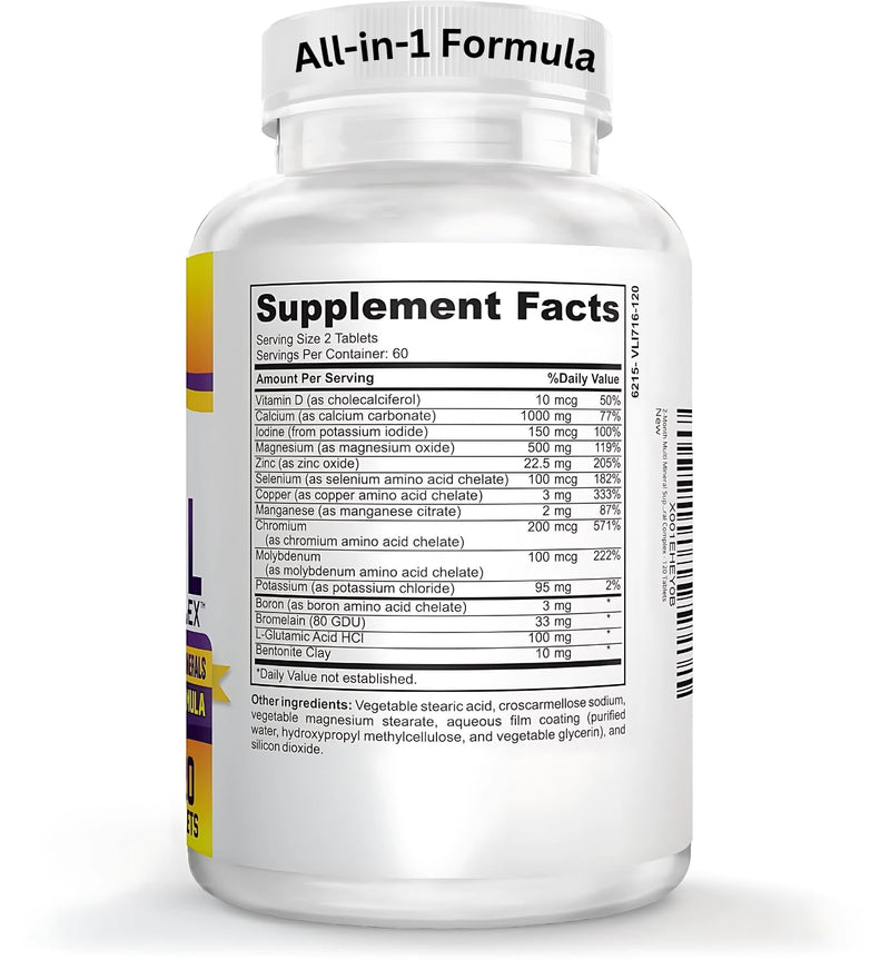 [Australia] - 2-Month Multimineral Supplement (Iron Free) Natural Multiminerals | High-Potency Multi Mineral Supplements (15-in-1) Blended Minerals Formula | Mineral Complex | 60-Day Bulk Supply | 120 Tablets Unflavored 120 Count (Pack of 1) 
