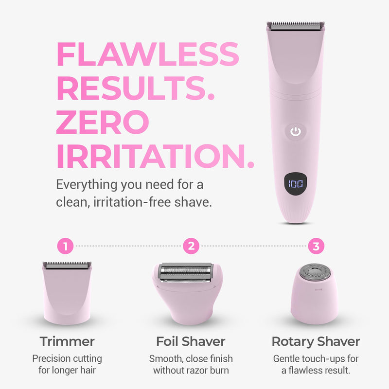 [Australia] - Peach Fuzz™ Bikini Trimmer for Women – 3in1 Body Hair Trimmer, Female Razor for Pubic Hair, Electric Shaver for Private Area, Bikini Line Groomer with Safe, Skin-Friendly Design 