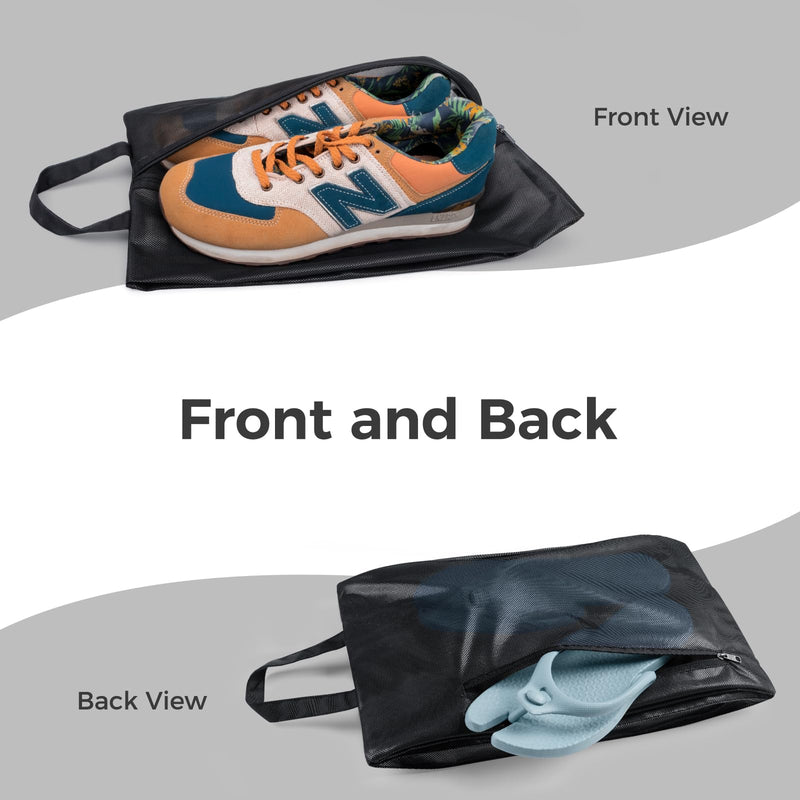 pack all Packing Organizers Bundle | 1 Dual Pocket Shoe Bag (Plus-Black) & 3Pcs Zipper Pouch Set (Black)