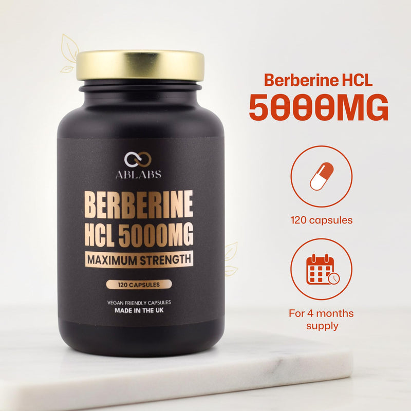 Berberine hcl Dietary Supplement Capsules - Gelatin Free Vegan-Friendly Capsules - 120 Pure High Quality Berberine Capsules