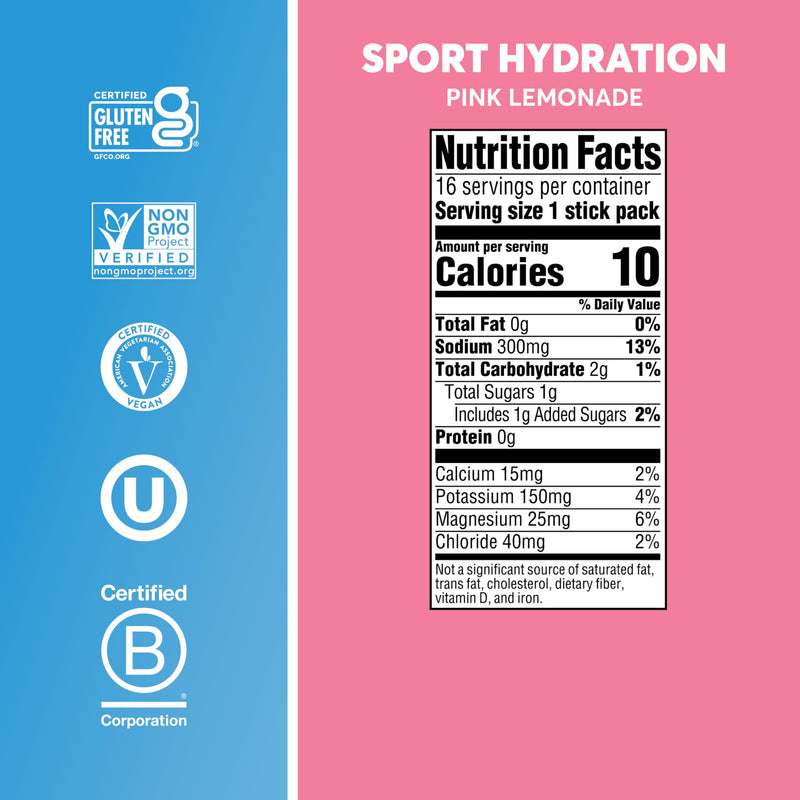 Nuun Sport Electrolyte Powder Packets Pink Lemonade, 16 Servings | with Magnesium, Calcium, Potassium, Chloride, and Sodium, Hydration Packets for On-the-Go, Gluten Free & Vegan 16 Count (Pack of 1)