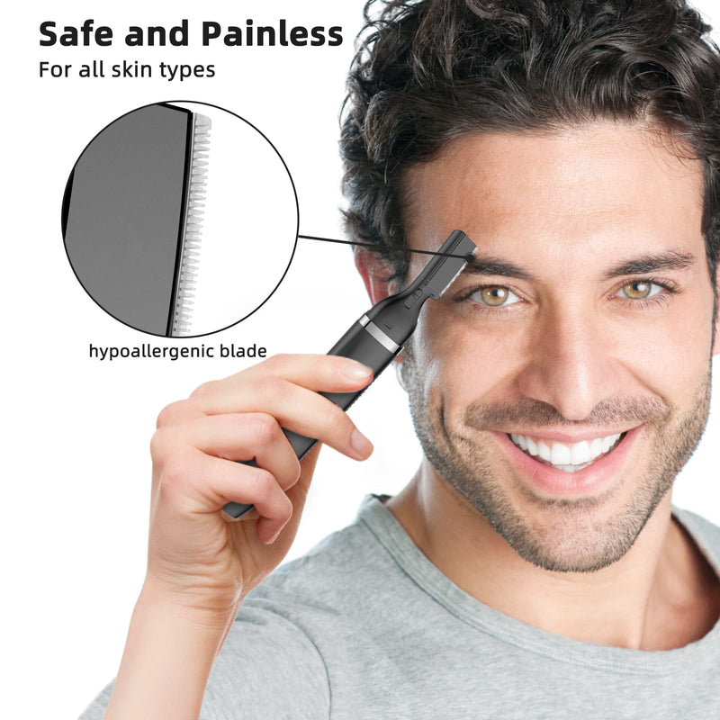 [Australia] - Eyebrow Trimmer and Facial Hair Remover, Rechargeable Hair Removal Women's Electric Shaver Razor for Peach Fuzz Chin Cheek Upper Lip (Black) Black 