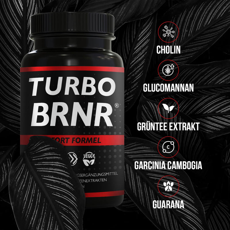 [Australia] - BRNR TURBO BRNR Instant Metabolism Formula with Choline, Green Tea Extract, Glucomannan, Garcinia Cambogia, Guarana, 120 Capsules 