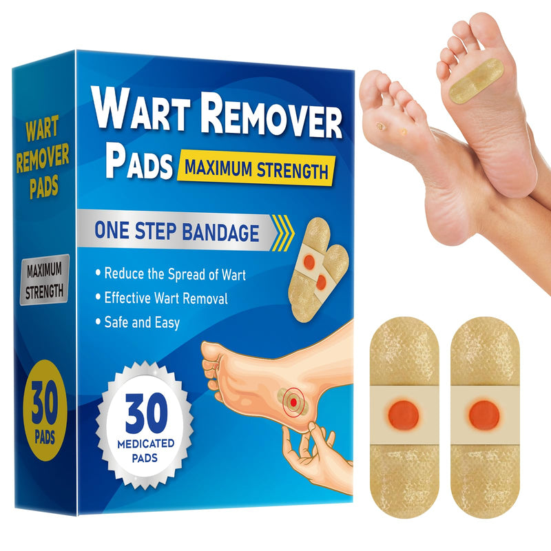 [Australia] - WABRINY Wart Remover Pads, Maximum Strength One Step Bandages for Hands Neck Feet Fingers, 30 Treatments-RK 30 Count (Pack of 1) 