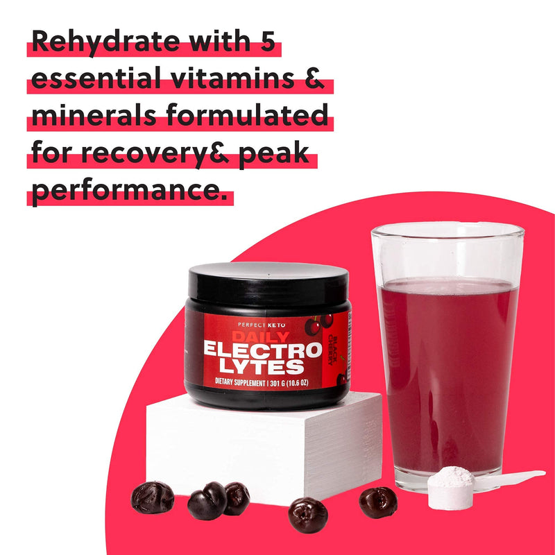 [Australia] - Perfect Keto Electrolytes Hydration Powder | Supports Hydration, Recovery & Healthy Immune System | Sugar Free, Low Carbs, Calories or Fillers | Keto-Friendly & Non-GMO (Black Cherry) Black Cherry 