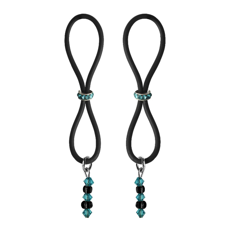 Nipple Halos Turquoise Gem Slider Turquoise & Black Beads Silicone Band, 1.5 Ounce