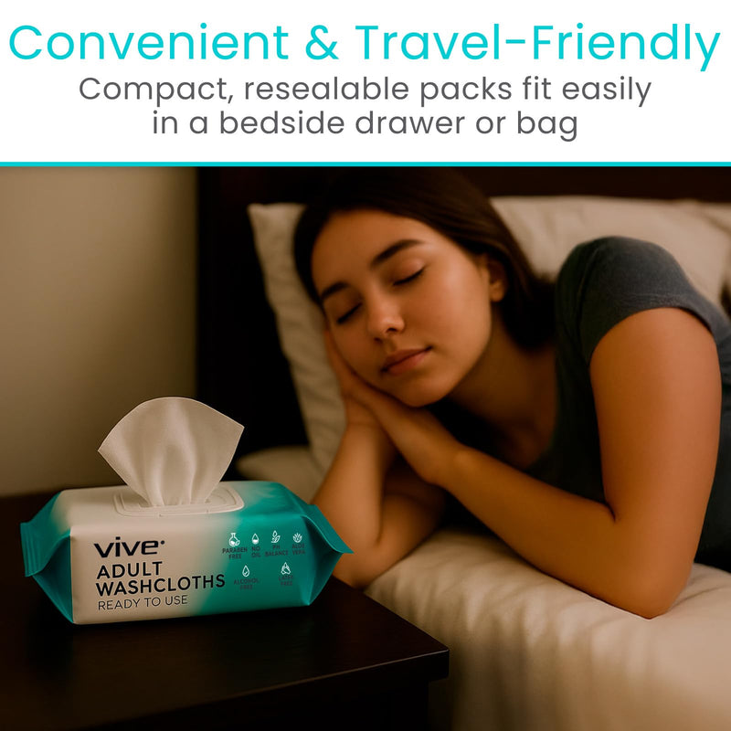 [Australia] - Vive Adult Wipes for Elderly (1 Pack - 50 Count - 8"x12") - Incontinence Disposable Washcloths for Women & Men - Shower Wipes for Bathing No Rinse, Personal Cleansing - Fresh Scent Scented 1 Pack 