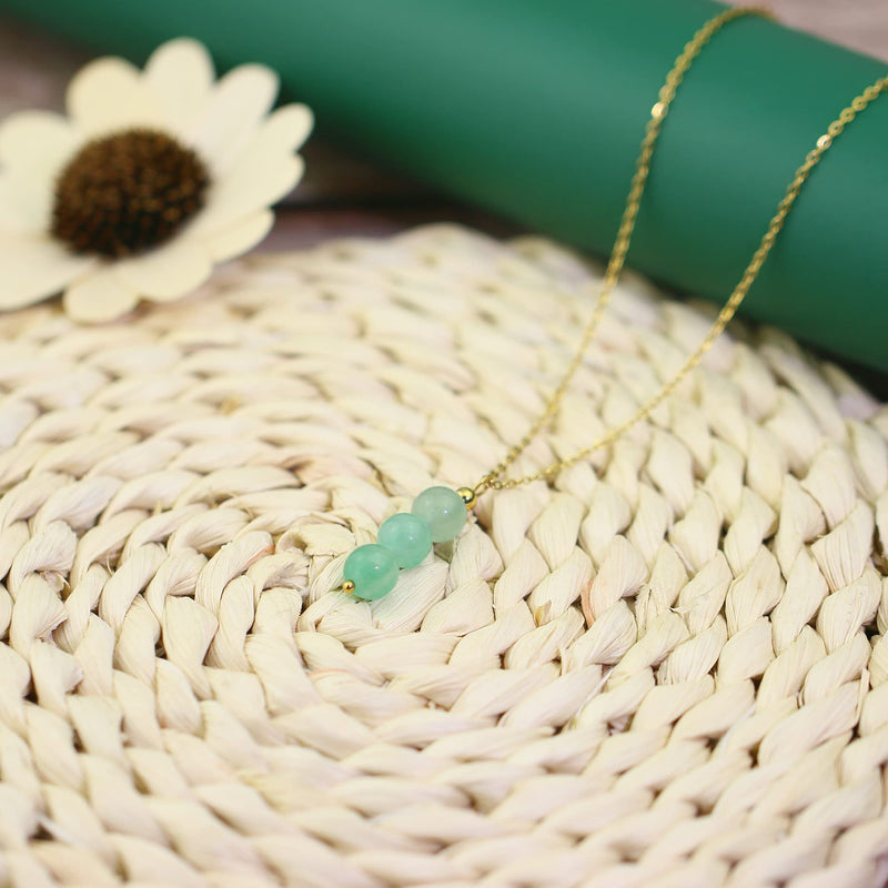 [Australia] - SmileBelle Crystal Necklace, Jade Necklace for Women as Birthday Gifts 14k Gold Black Tourmaline Lockets as Birthstone Jewelry for Girls Dainty Crystal Jewelry as Anniversary Gifts Green Jade 