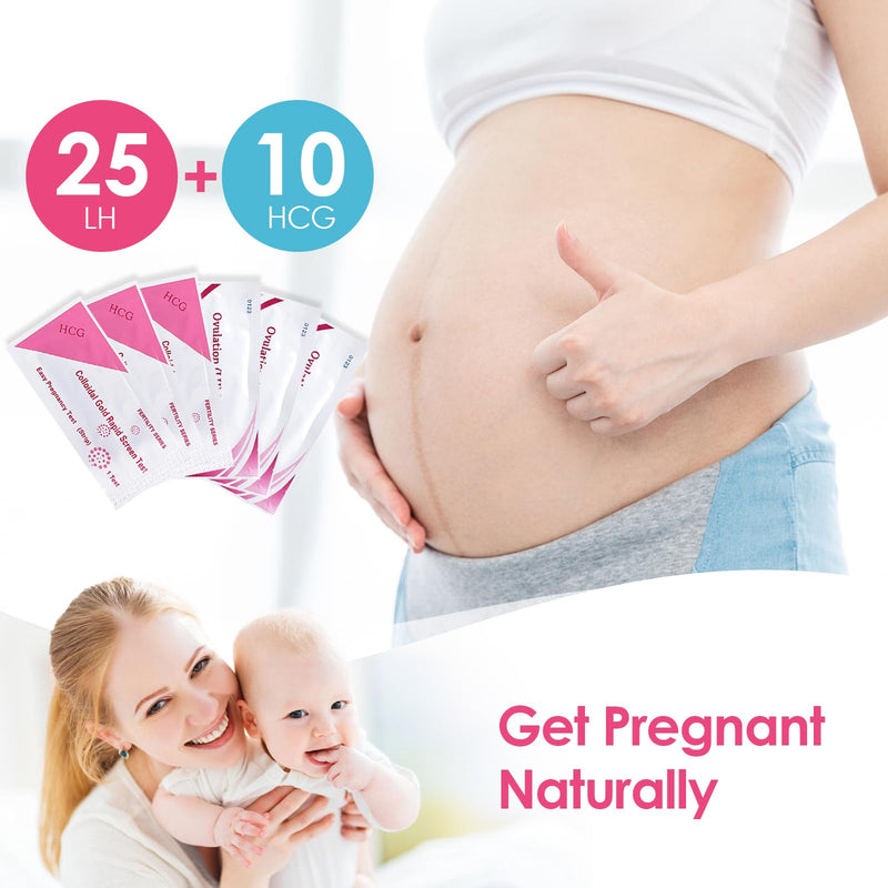 [Australia] - 25 ovulation test + 10 pregnancy test, desire to have children, ovulation test kit, reliable cycle and fertility monitoring, fertility test for women/ovulation (25 LH + 10 HCG) 1 piece (pack of 35) 