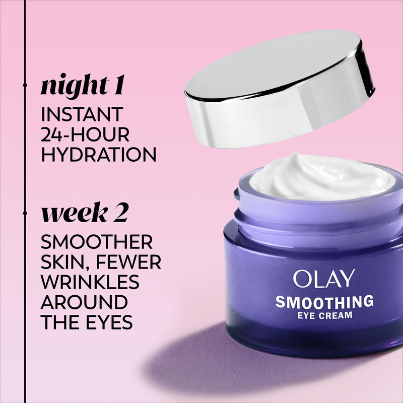 Olay Retinol 24 Night Smoothing Eye Cream, Fragrance-Free Hydrating Under Eye Treatment with Vitamin B3 and Retinol Complex for Fine Lines, Wrinkles, and Smoother Looking Skin, 0.5 Fl Oz