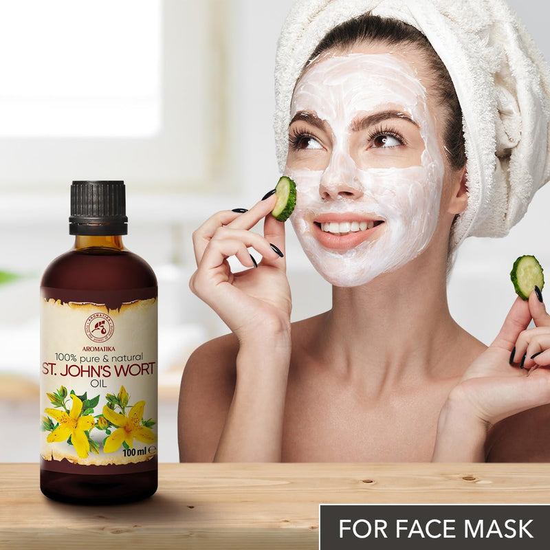 [Australia] - St Johns Wort Infused Oil 3.4 Fl Oz - 100ml - Hypericum Perforatum - 100% Pure & Natural - St. John's Wort Oil for Intensive Care Face - Body - Skin - Hair - Massage - Great w/Essential Oil 3.4 Fl Oz (Pack of 1) 