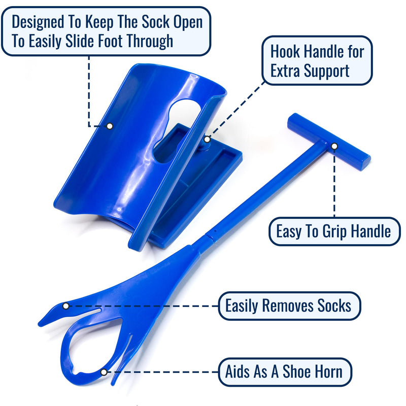 DMI Sock Aid & Shoe Horn, Mobility Aid for Seniors and Those with Limited Movement, FSA & HSA Eligible, 3 Easy Steps, Easy Storage