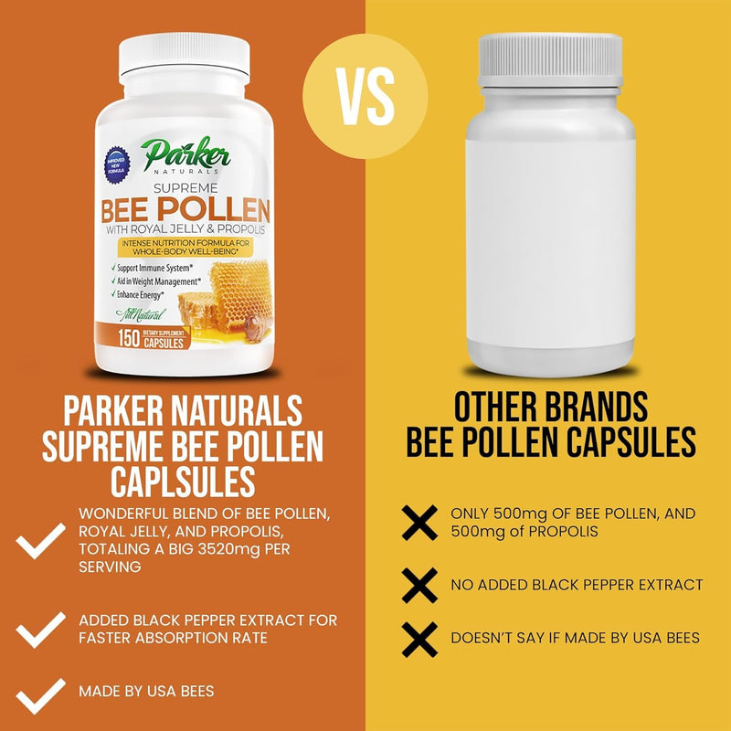 [Australia] - Best Bee Pollen, Royal Jelly, Propolis - Made by USA Bee Keepers - 150 Vegetarian Capsules - Made in GMP Certified Facility! 
