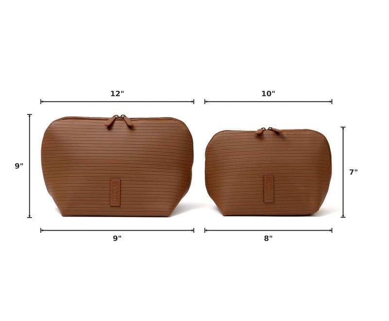 THE VERTI-Vertical Waterproof Makeup & Toiletry Bag | 23-Pocket Organizer with Upright, Fold-Down Design for Skincare, Toiletries & Essentials (Mahogany, Medium) Mahogany