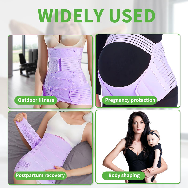 2 in 1 Belly Band Wrap Purple, C-Section Support Belt X-Large, Post Partum Support Recovery Waist/Pelvis Belt, Hysterectomy Belly Band Postpartum Binder Postpartum Girdle Stomach