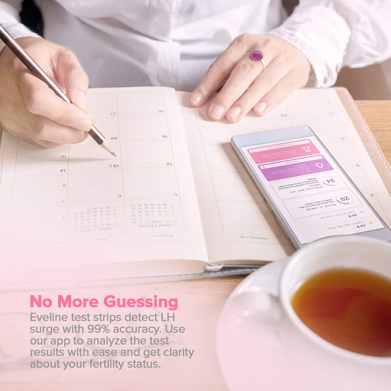 Eveline Digital Ovulation Test Predictor Kit - Easy at Home Ovulation Test Strips with Smart Scanner, Digital Results on Eveline App, 1 Cycle Supply Pregnancy Must-Haves - 99% Accuracy, 5 LH Strips 1 Count (Pack of 1)