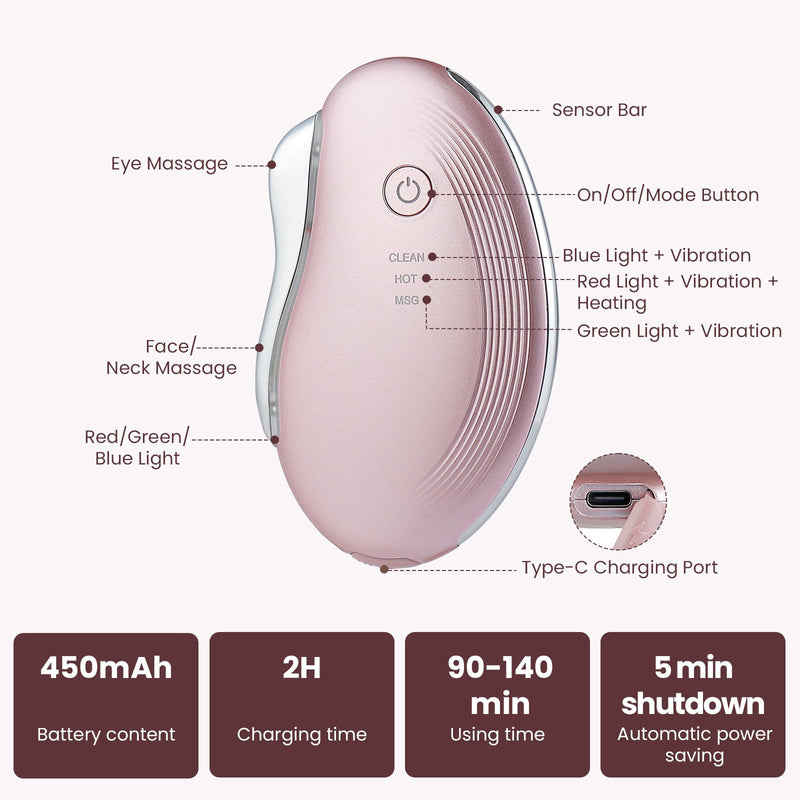 IeBilif Heat Electric Gua Sha Tool, Face Massager 4-in-1 Multiple Function Gua Sha Electric Massager for The Face and Neck