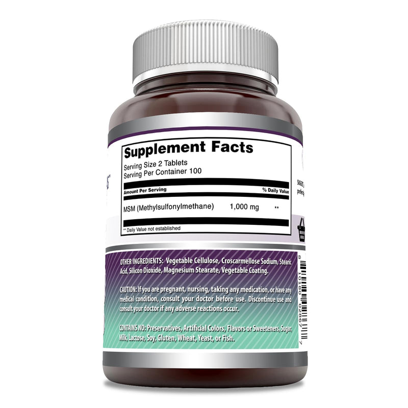 [Australia] - Amazing Formulas MSM (Methylsulfonylmethane) Supplement | 1000 Mg Per Serving | 200 Tablets | Non-GMO | Gluten Free | Made in USA Unflavored 