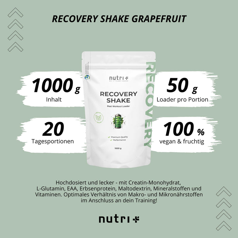 [Australia] - Nutri + Recovery Drink Post Workout Shake - V-Loader Supplement Vegan - 1 kg Grapefruit Powder - Maltodextrin - Protein Powder - Creatine - L-Glutamine 1 kg (Pack of 1) 