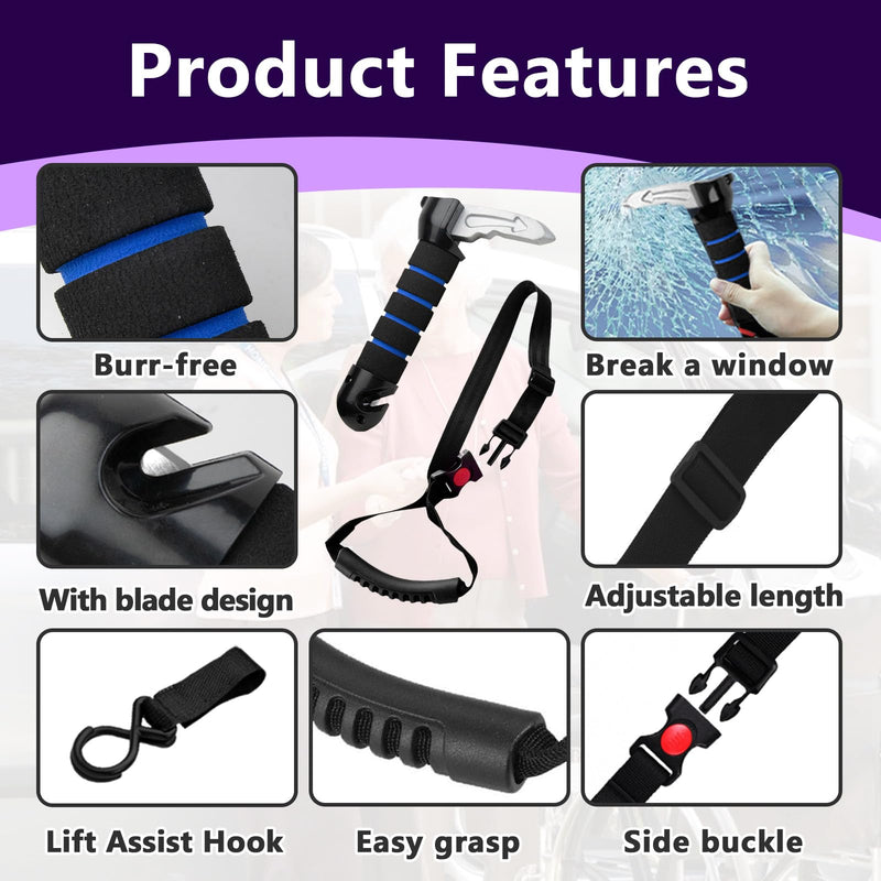 [Australia] - 4-in-1 Mobility Independence Set, Incl Car Door Handle For Elderly, Portable Standing Aid, Adjustable Car Door Handle with Lift Assist Hook, Car Door Assist Handle for Elderly, Disabled and Pregnant 