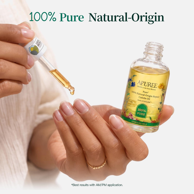 APUREE 100% Bio-Based Cuticle Oil 1 fl oz with Organic Tuberose Extract | Deep Moisture for Dry Cuticles & Weak Thin Nails, Nail Strengthening & Growth Oil with Jojoba Oil & Squalane, USDA Verified White