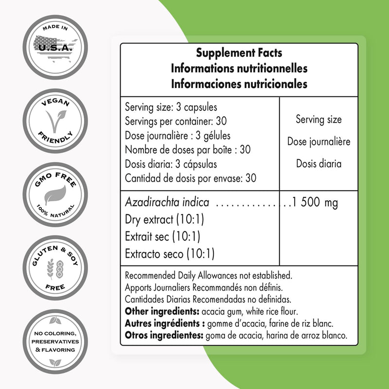 [Australia] - Supersmart - Neem Extract 1500mg per Day - Azadirachta Indica Leaf Oil Extract - Neem Supplement | Non-GMO & Gluten Free - 90 Vegetarian Capsules 