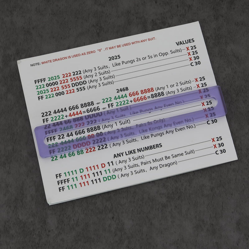 [Australia] - Pack of 2 Mahjong Line Reader Mahjong Line Finder Acrylic Mah Jong Card Line Guide (Purple) Purple 