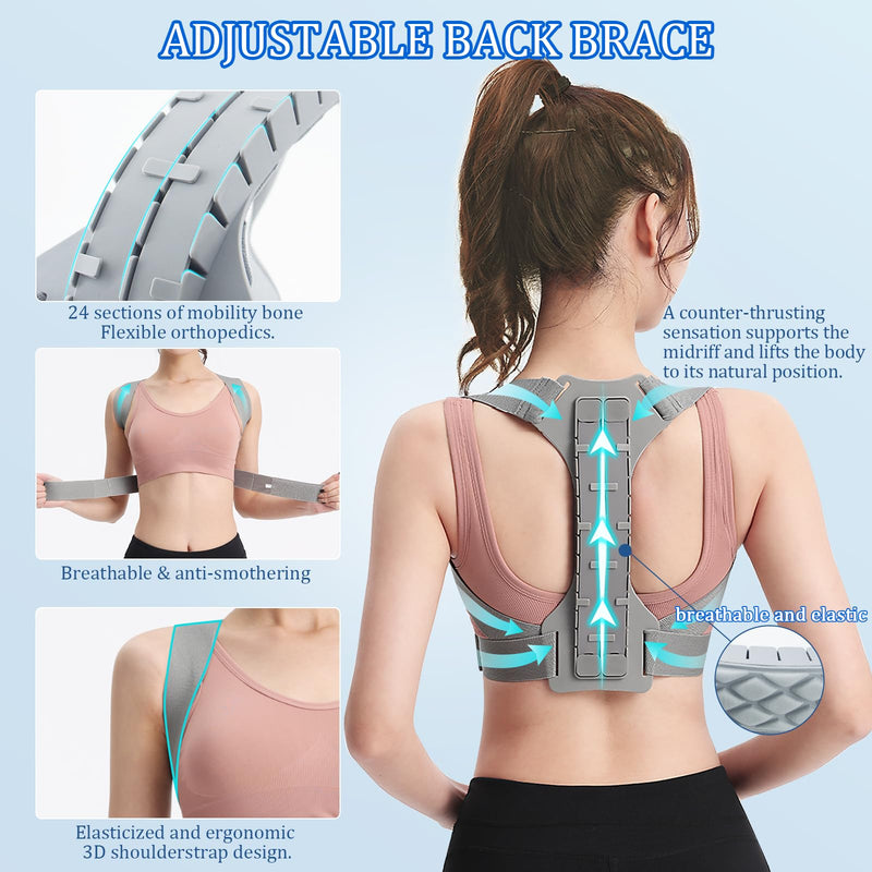 Posture Corrector for Women and Men, Adjustable Back Straightener, Upper Back Support Brace, Hunchback Posture Corrector - Relieves Neck, Shoulder, Back Pain Medium
