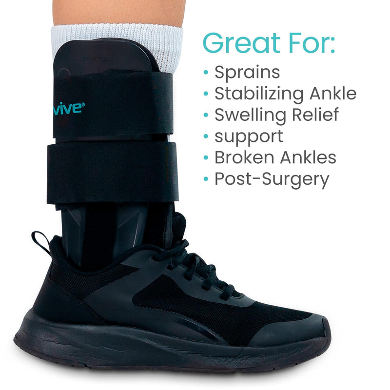 [Australia] - Vive Ankle Stirrup Brace - Air Gel Stabilizer for Ankle Sprain, Tendonitis Support for Men & Women - Right & Left Foot -Achilles Tendon Compression Relief -Fracture Treatment - Hot & Cold Therapy One Size 