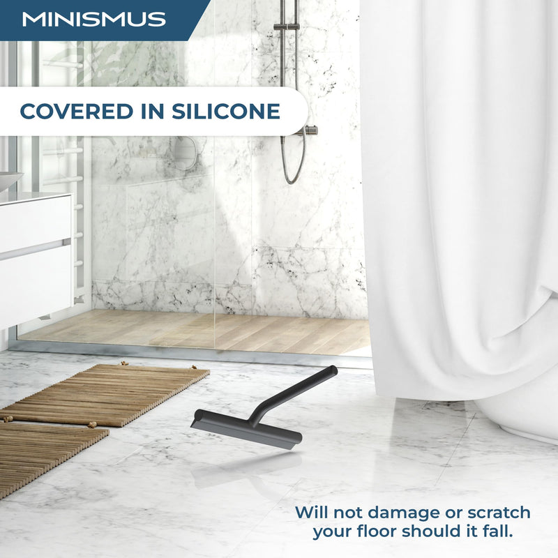 [Australia] - Minismus Shower Squeegee with Hook - Silicone Window Wiper - Shower Squeegee for Glass Doors - Glass Squeegee Bathroom Shower - Window Squeege (8.25 Inches, Black) 8.25 Inches Black Hook 