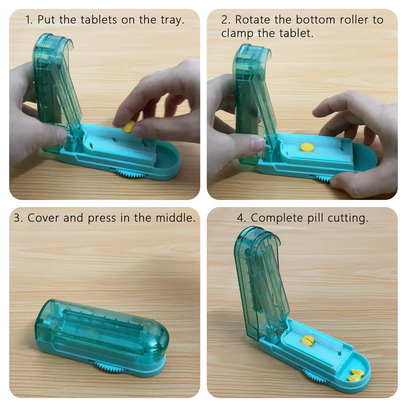 [Australia] - Johnbee Pill Cutter Splitter for Small and Tiny Pills, Larger Pills. Adjustable Pill Splitter Accurately Cuts Multiple Pills at Once. Sharp Blade with Safety Guard. Non-slip Silicone Edge (Lake Blue) Lake Blue 