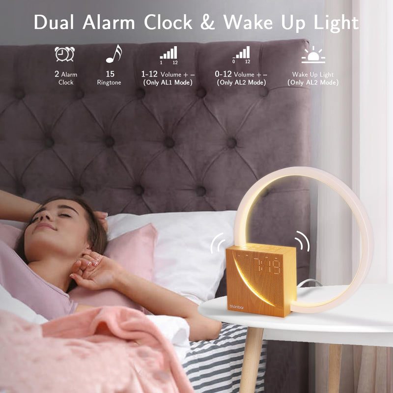 [Australia] - blonbar 10W bedside lamp with USB charging function, wake up light, alarm clock, touch control, dimmable table lamp, sleep aid for babies and adults, 3 levels of brightness, night light for bedroom, living room... yellow 