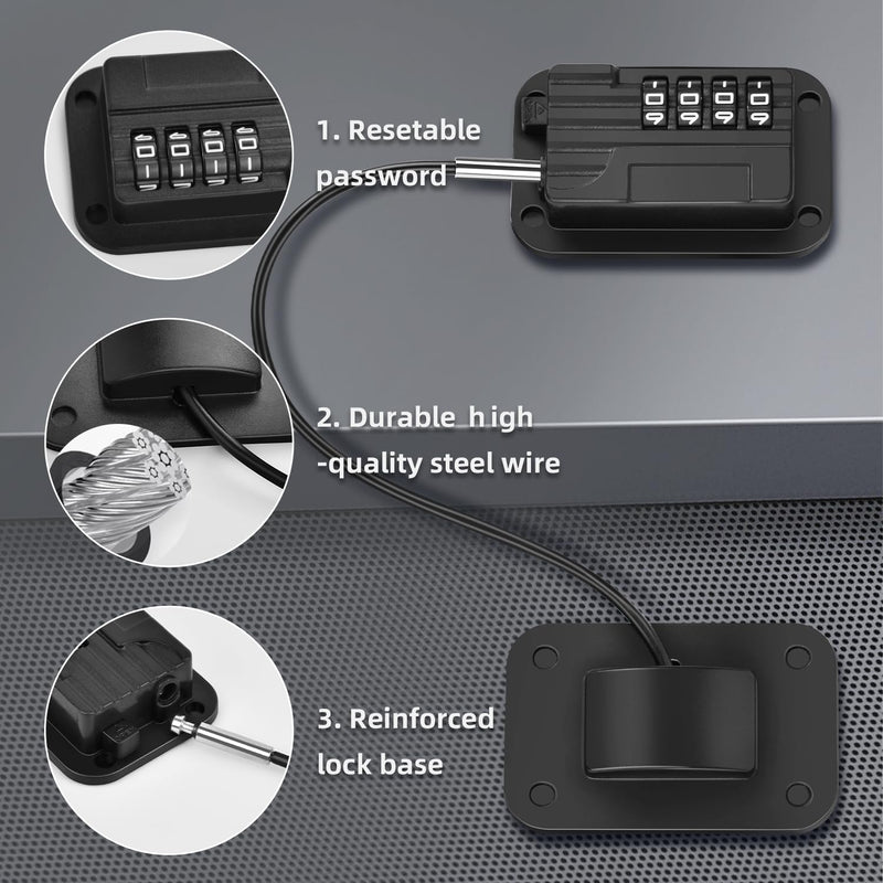 [Australia] - Fridge Lock, Upgraded Refrigerator Lock Combination, Freezer Lock for Upright Freezer, Cabinet Lock with Code for Child Safety, Refrigerator Lock for Kids, Black 