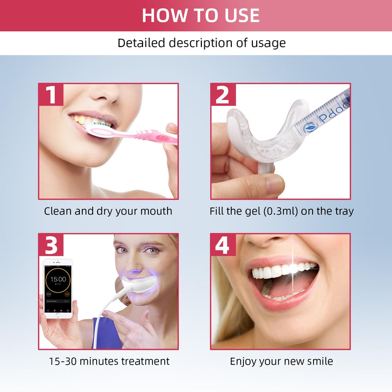 [Australia] - Professional Teeth Whitening Kit with 5 Teeth Whitening Gel, LED Accelerator Light & Rechargeable Design - Enamel Safe Gel, Custom Trays, Fast Results for Sensitive Teeth - Whitening Gel Kit 