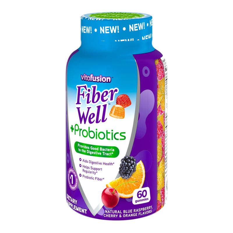 [Australia] - Vitafusion Fiber Well + Probiotics Gummies for Adults, 60 Count Nutritional Supplement 