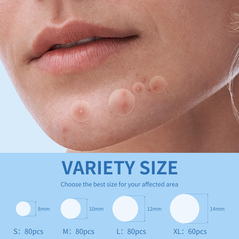 [Australia] - Pimple Patches for Face, 4 Size 300 Counts Acne Patches, Hydrocolloid Patches for Covering Zits and Blemishes, Spot Stickers with Salicylic Acid, Tea Tree Oil & Calendula Oil 