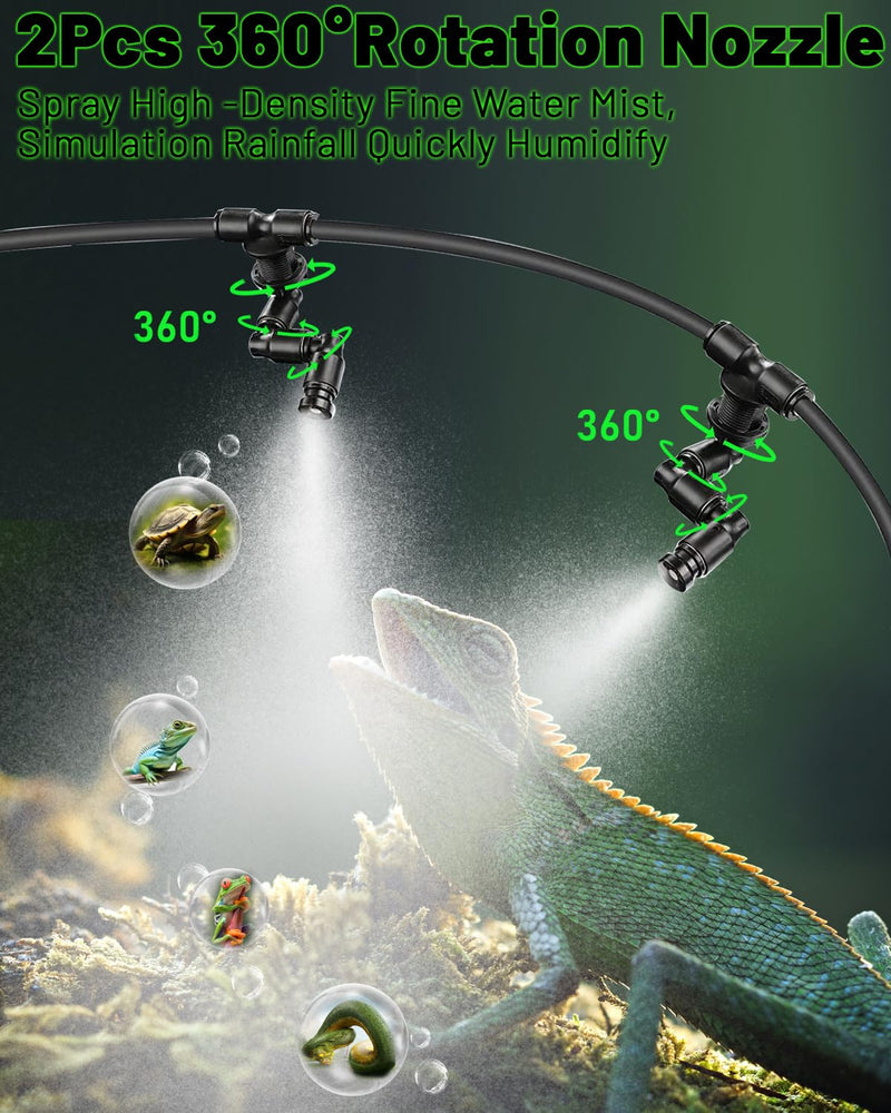 Reptile Humidifiers Smart Misting System, Reptile Mister Automatic with Timer, Terrariums Humidifier with 360°Adjustable Misting Nozzles, Spray Kit for Rainforest Plants Amphibian Touch Version Upgraded - PawsPlanet Australia