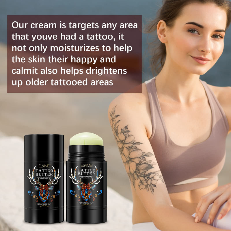 [Australia] - Tattoo Aftercare Butter Balm, 2.6 oz, Old & New Tattoo Moisturizer Healing Brightener for Color Enhance, Natural Organic Tattoo Cream 2.6 Ounce (Pack of 1) 