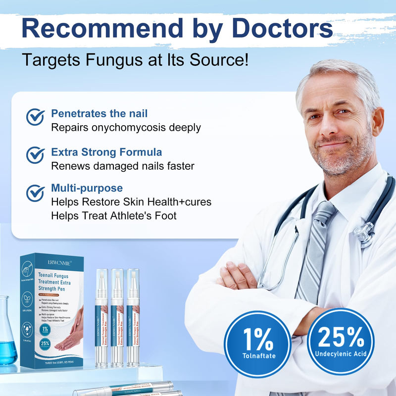 Toenail Fungus Treatment Extra Strength, Fungi Nail Pen, 25% Undecylenic Acid, Ingrown toenail treatment, Repairs Yellow Thick Brittle Toe and foot fungus treatment extra strength - 9Pcs