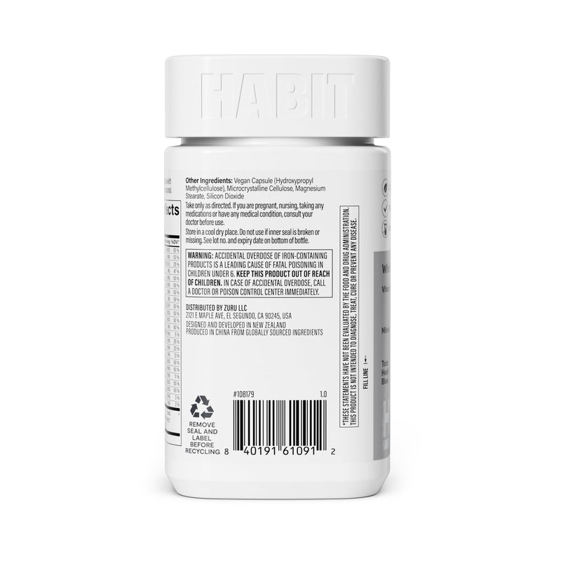 Habit Men's Multivitamin, Supports Health & Wellness, Vitamins A-E, Magnesium, Zinc, L-Arginine, 60 Capsules