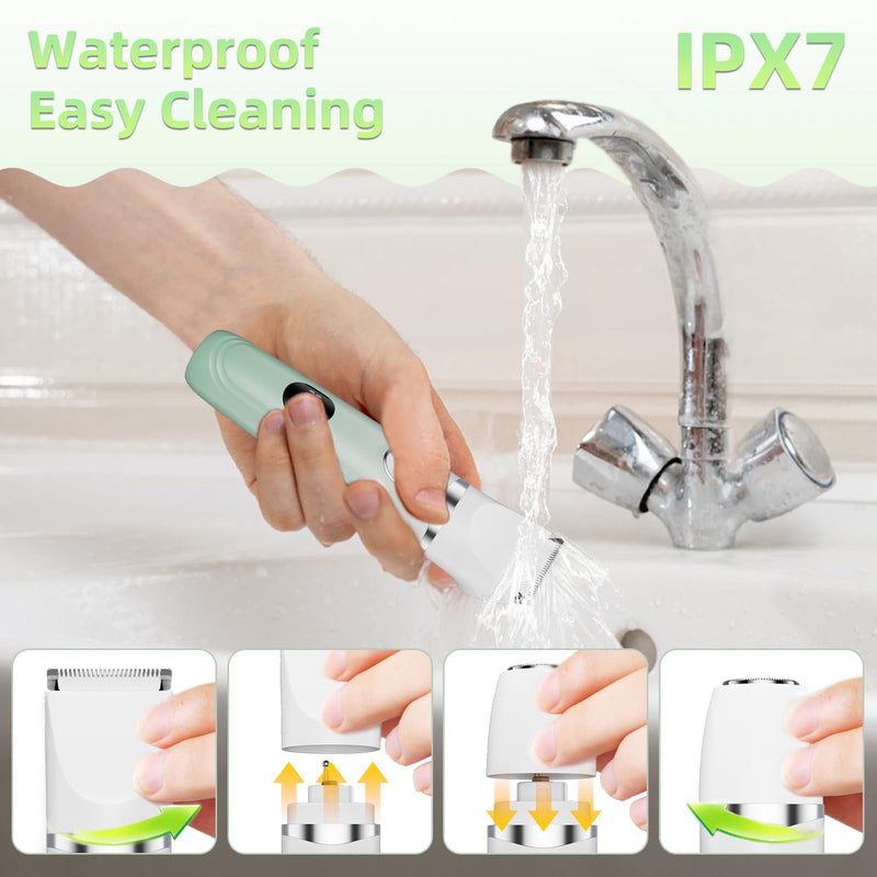 Bikini Trimmer for Women, 3-in-1 Painless Electric Razors for Silk Skin, Wet/Dry Body Hair Shaver for Face Nose Eyebrow Arms Armpit Legs Pubic Area, IPX7 Waterproof, Ceramic Blade