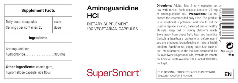 Aminoguanidine HCL - Supplement Against Glycation and to Improve Insulin Sensitivity - Aminoguanidine Hydrochloride - Vegan - SuperSmart