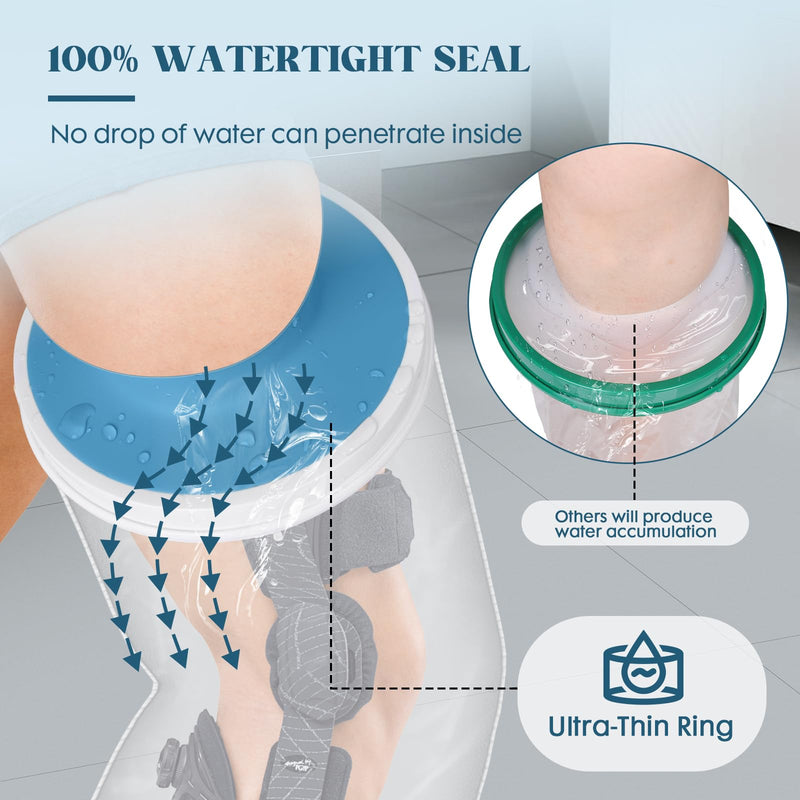 [Australia] - Waterproof Extra Wide Full Leg Cast Cover for Shower with Upgraded Non-Slip Bottom, Cast Protector for Shower after Leg Knee Surgeries, Large Cast, Knee Immobilizer/Brace, Walking Boots,Reusable New-Extra Wide Full Leg 